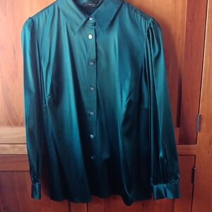 Talbots Women's Green Satin Blouse